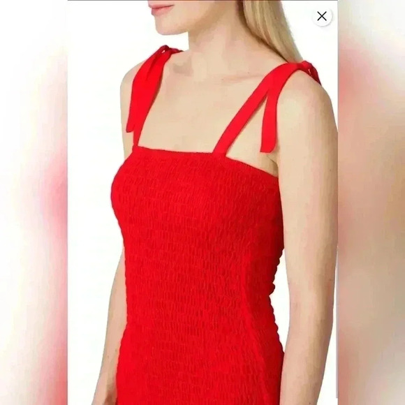 Krisa Smocked Tank Mini Dress NWT Red XS - Picture 2 of 13